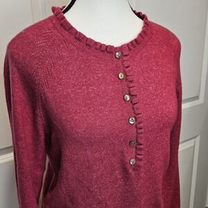 Sundance Womens Lila Lovely Sweater Lipstick Red Size Small Ruffle Neck‎